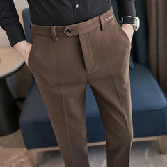 Threebooy Men's Casual Pants Soft Tight Stretch Trousers For Business Social Office Workers Interview Party Wedding Men's Suit Pants S-3XL