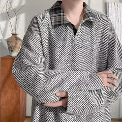 Threebooy  Autumn American Retro Textured Sweatshirts For Man High Street Fashion Long Sleeve Polo T-shirts Casual Y2K Pullover Hoodie