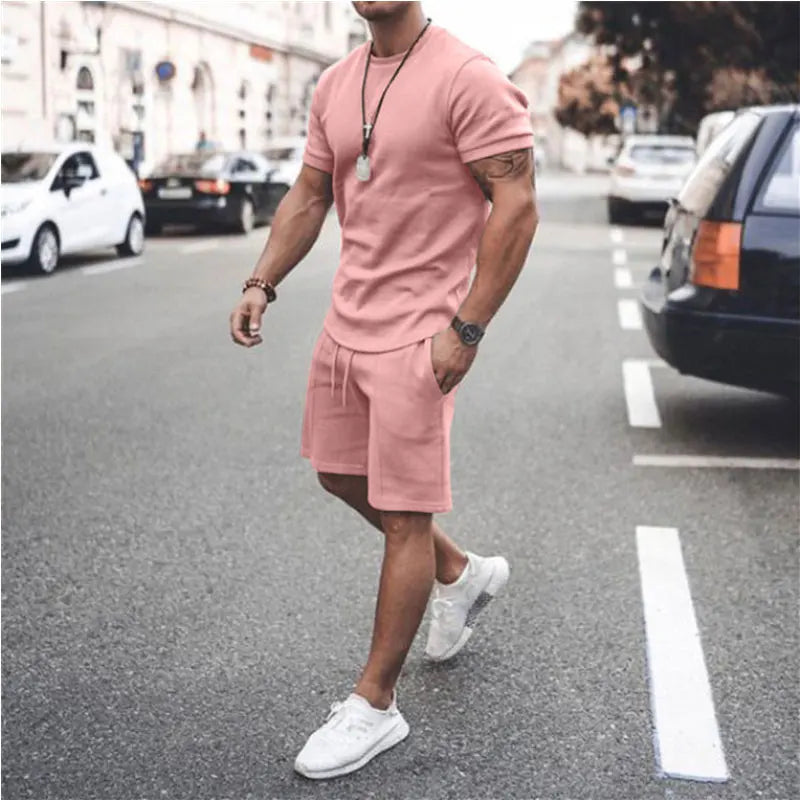 Threebooy  Men's Tracksuit Casual Cotton Short-sleeved T-Shirt Shorts 2-piece Suit 2025 Summer Sportswear Loose Men's Clothing Suit