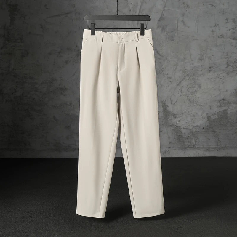 Threebooy  New Japanese Retro Male Suit Pants Light Luxury Straight Draped Button-down Business Casual Pants Premium Slim Elegant Trousers