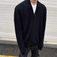 Threebooy Mens Sweater Irregular Knitted Sweater Genderless Dark Style Streetwear Campus Performance Simple Long-Sleeve Top Unisex