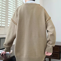 Threebooy  Winter Moon Graphic Jacquard Christmas Sweaters For Man High Street Fashion Crewneck Pullovers Retro Elegant Y2K Knitwear