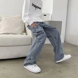 Threebooy Hip Hop Jeans Men Baggy Cargo Pants Casual Big Pocket Denim Trousers Vintage Plus Size Bottoms Fashion Streetwear Y2K Clothing