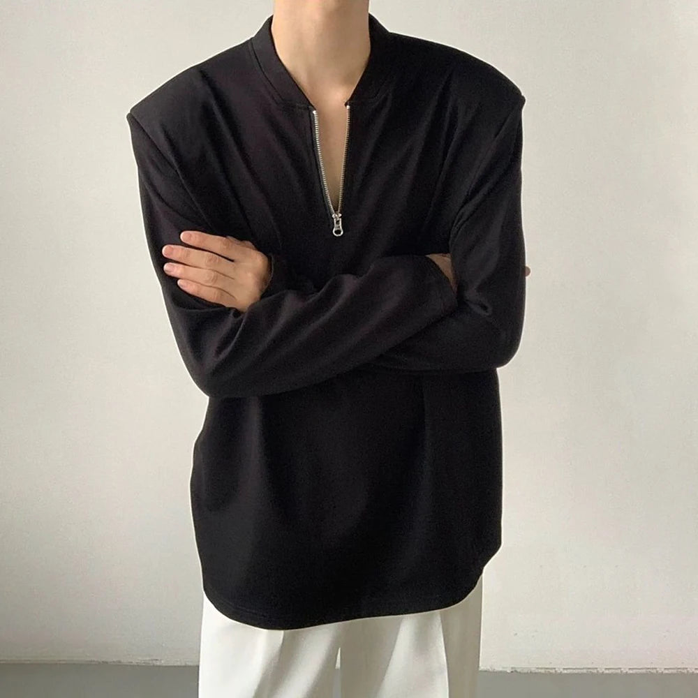 Threebooy  Men's American Style Half-Zip Long-Sleeved Sweatshirt Casual Fashion Trend Cleanfit Loose And Comfortable New Men Clothing
