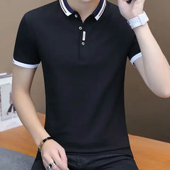 Threebooy  Elegant Fashion Harajuku Slim Fit Ropa Hombre Loose Casual Sport All Match T-shirts Button Insert Thin Style Short Sleeve Tees