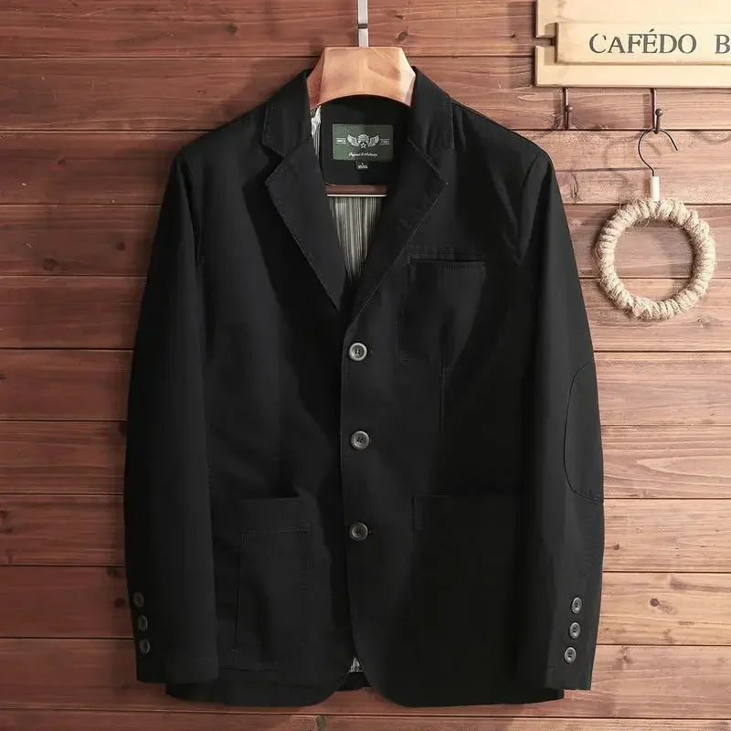 Threebooy  New European Plus Size Men's Jacket Elegant Italian Style Gentleman Business Lapel Loose Casual Slim Fit Three Buttons Blazer