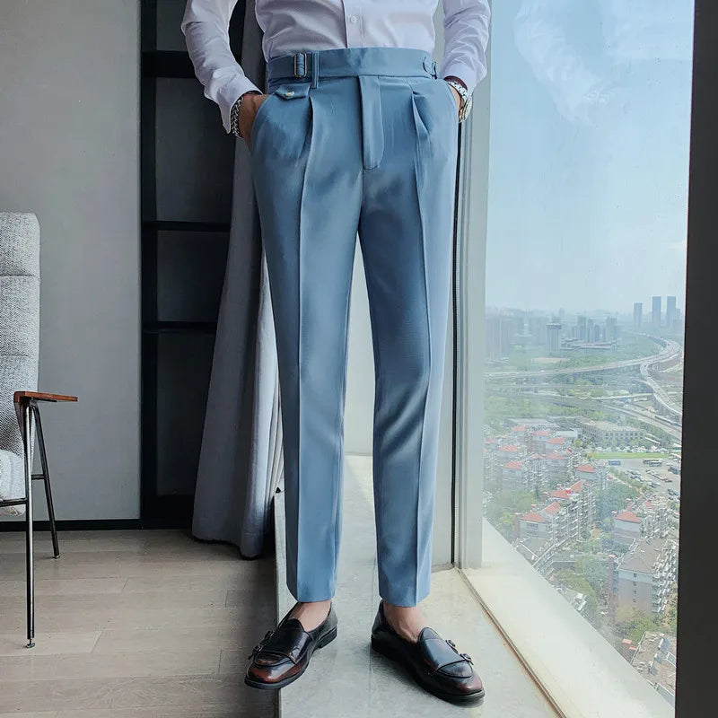 Threebooy Men's Suit Pants Formal Pants High Quality Solid Color Business Fashion Casual Slim Fit Ankle Trouser Men's Clothing Dress Pants