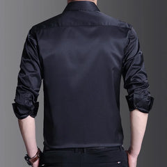 Threebooy  Four Season Basic Smooth and High-quality Casual Men's Long Sleeved Black and White Shirt Plus Size 6XL 7XL