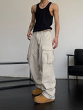 Threebooy Men's Cargo Pants White Stacked Wide Male Trousers Straight Aesthetic Loose Harajuku Luxury Big Size Fashion Korean Style Y2k