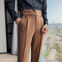 Threebooy British Style Autumn Solid High Quality Dress Pant Men Slim Casual Office Trousers Formal Social Wedding Party Suit Pants