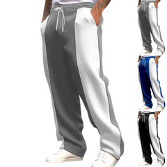 Threebooy  American Style Men Casual Sports Loose Fit Health Fabric Waist Jogging Quick Dry Patchwork Color Blocking Pants