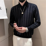 Threebooy Korean Style Men Winter High Quality Knitted Sweaters/Male Slim Fit Fashion Striped Casual Knit Sweater Men V-neck Pullover 3XL