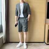 Threebooy Men Clothing Shorts Jacket Summer Thin High End Suit Men's Korean British Fashion Casual Mens Short Sets Sleeve Blazers M-3XL pants