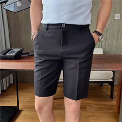 Threebooy Summer Shorts Men Korean Fashion Bottoms Casual Pants Knee Length Streetwear Slacks Cool Fashion Shorts Breathable S-3XL