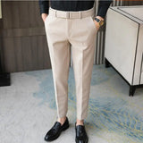 Threebooy Autumn Winter Woolen Busines Dress Pants Men Elastic Waist Streetwear Casual Trousers Formal Social Suit Pant Costume Homme