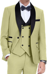 Threebooy  Elegant Men's Suit 3-Piece Fashion Lapel Slim Fit Tuxedo One Button Blazer Wedding Prom Business Prom Suit