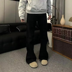 Threebooy  Korean Style Streetwear Slim-Fit Cleanfit Flared Jeans for Men Simple Trendy Vibe Casual Long Pants