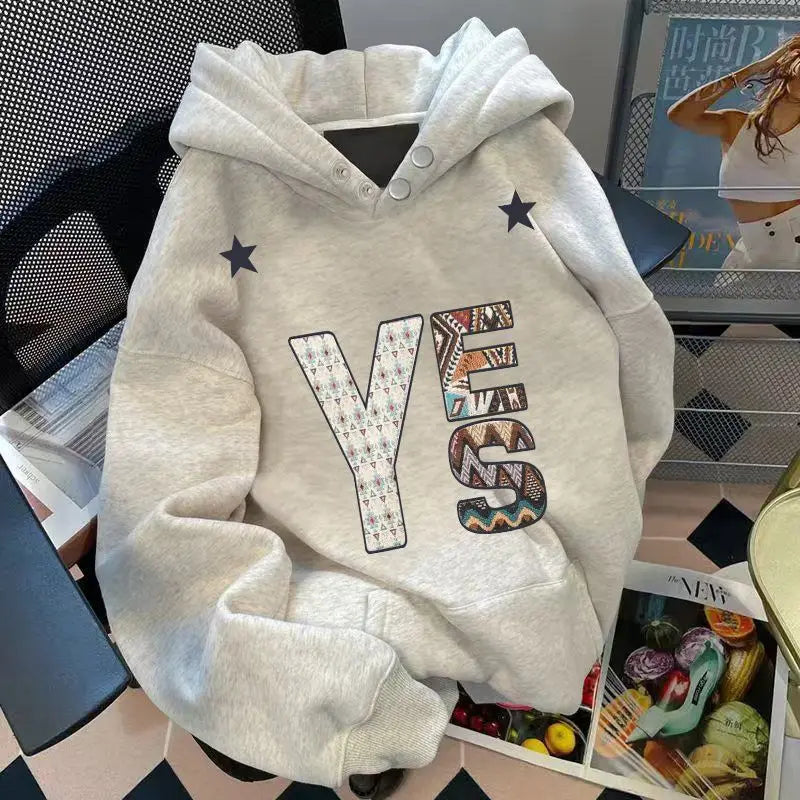 Threebooy American Spring and Autumn Street Men and Women Trendy Graphic Printed Hoodie Couple Loose Retro Personalized Harajuku Casual