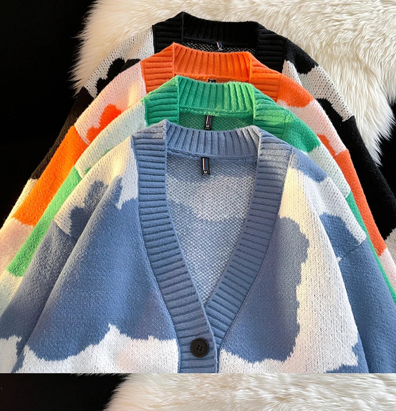 Threebooy Open Front Button V Neck Long Sleeve Sweater Women Basic Shirt Men Warm Soft Coat Autumn Winter Tops Casual Knit Jacket Cardigan