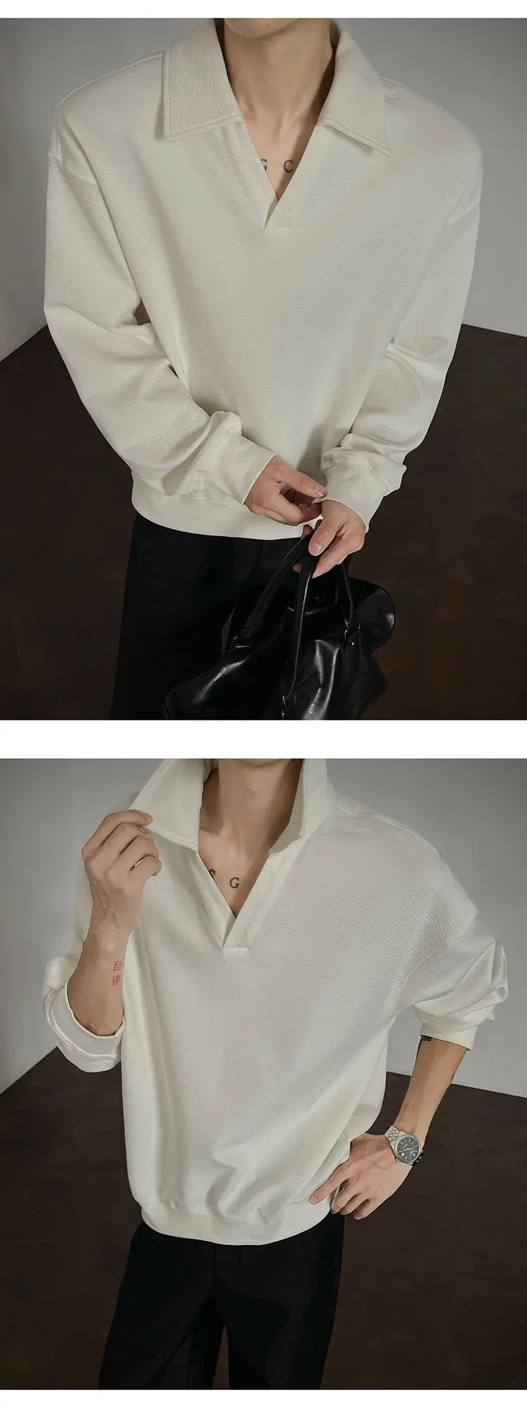 Threebooy Long sleeve t Shirt men 2025 Arrival Men Polo Shirt Solid Color Casual Relaxed Fit Collar Tops Autumn Fall Fashion Mens Clothing
