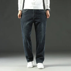 Threebooy  New Spring and Autumn Men's Jeans, Loose, Comfortable, Straight, Business Casual, Versatile Wide-leg Business Trousers