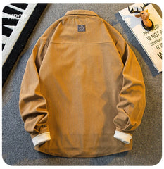 Threebooy American Retro Corduroy Shirt Men's Long-sleeved Korean Version 2025 Spring Autumn New Men's Trendy Workwear Jacket Shirt Jacket
