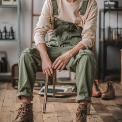 Threebooy American Retro Tooling Bib Loose Casual Vintage Overalls Men‘s Suspenders Trousers Multiple Pockets Cargo Pants Jumpsuit M-4XL