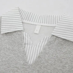 Threebooy  Men Fake Two-Piece Polo Shirt Stripe Patchwork Design Loose Fit Short Sleeve Casual Streetwear Tops Trend New