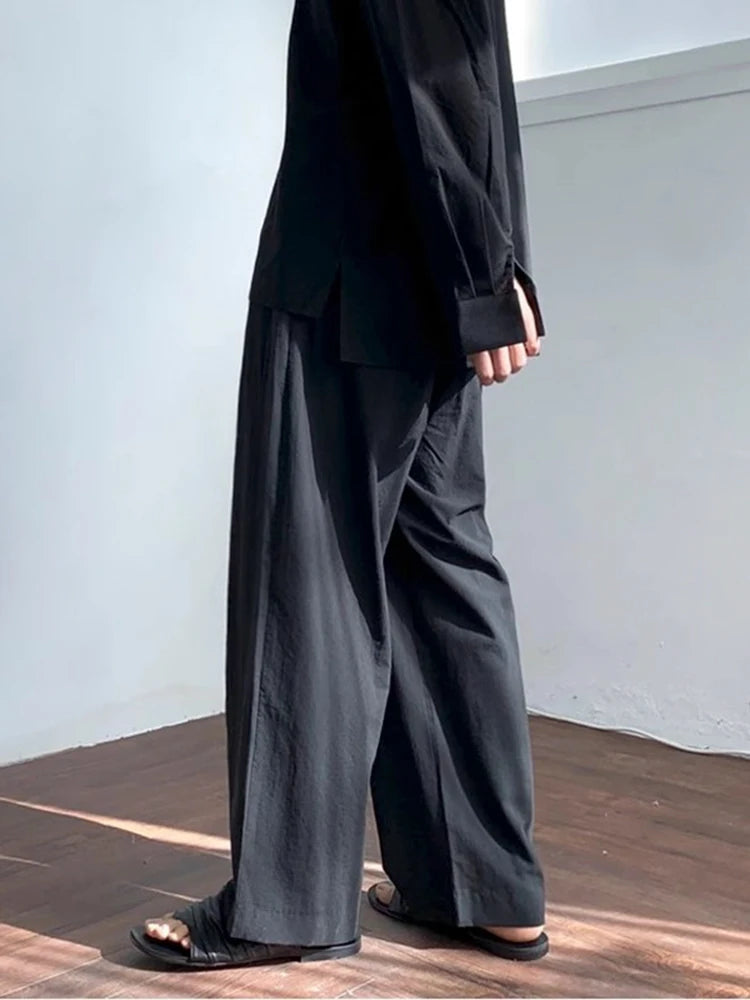 Threebooy Summer Thin Linen Men's Pants Loose Straight Pants Korean Cotton Linen Casual Trousers Draped Wide-leg Pants Aesthetic Urban