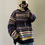 Threebooy Fashion Round Neck Sweater for Men Autumn Winter Baggy Vintage Pullover Knitwear Couple Long-Sleeved Tops Casual Warm Clothes