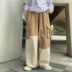 Threebooy  Elegant Fashion Harajuku Slim Fit Ropa Hombre Loose Sport All Match Casual Pants Solid Pockets Patchwork Straight Leg Pants