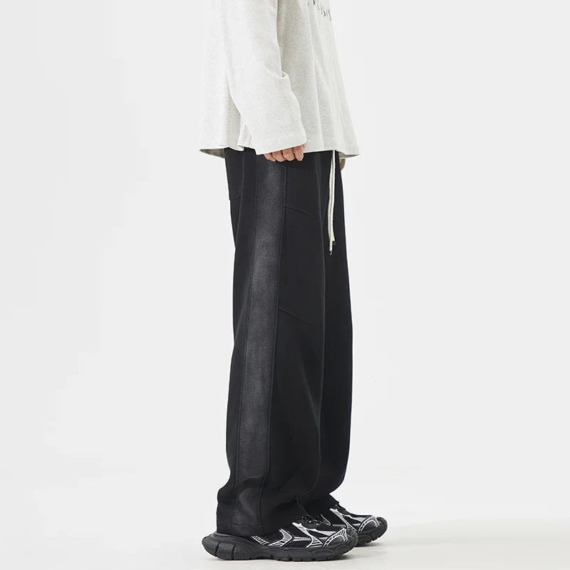 Threebooy  Autumn New Baggy Straight Men's Solid Color Casual Pants Simple Comfortable Wide Leg Pants Sweatpants Fashion Male Trousers