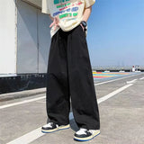 Threebooy Spring Cotton Wide Leg Pants Men Fashion Solid Color Casual Pants Men Streetwear Korean Loose Straight Pants Mens Trousers S-5XL