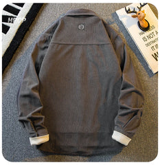 Threebooy American Retro Corduroy Shirt Men's Long-sleeved Korean Version 2025 Spring Autumn New Men's Trendy Workwear Jacket Shirt Jacket