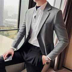 Threebooy  Luxury Men's Casual British Business Formal  Trendy Handsome Single Suit High-End For Wedding Groom Business Prom