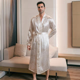 Threebooy Pajama men's spring and autumn silk thin style oversized pajamas long sleeved bathrobes ice silk bathrobes home clothing summer