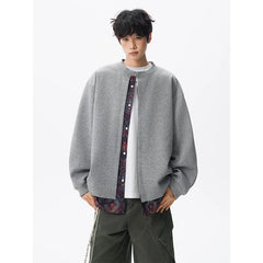 Threebooy Jacket men Stand Up Collar Single Breasted Fake Two Piece Jacket Autumn Thin Ethnic Print Patchwork Mens Outerwear Coat men new