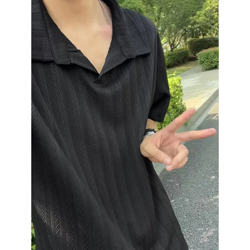 Threebooy Mens Soft Comfortable Polo Shirt Collared Knit Summer Solid Classic Simple Casual Short Sleeve Breathable Fabric Plain T Shirt