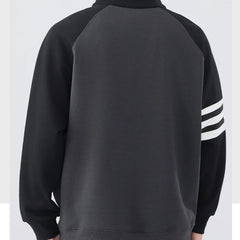 Threebooy  Half-zipper Sweatshirt Men Spring and Autumn Loose Splicing Contrasting Collar Base Shirt Versatile Fashion Handsome Casual Top