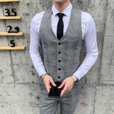 Threebooy New Men Vest Casual Business Men Suit Vests Male Lattice Waistcoat Fashion Mens Sleeveless Suit Vest Smart Casual Top S-4XL