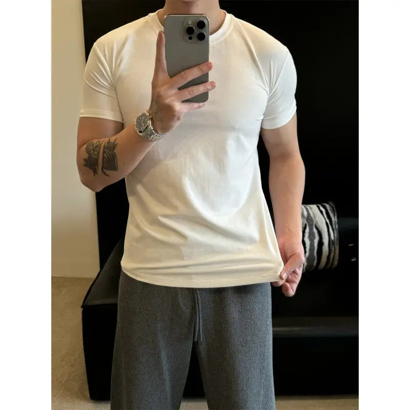 Threebooy  Summer T Shirt for Men Fashion Casual Cotton White Tee Shirts Short Sleeve Daily Casual Tops for Male
