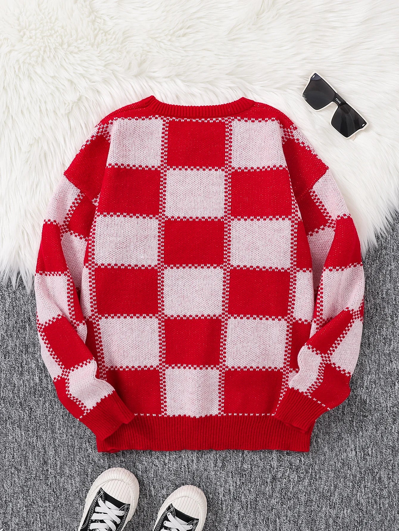 Threebooy New Popular Autumn Winter Plaid Jacquard Pattern Pullover Sweater Casual Round Neck Contrast Color Knitted Men's Pullover