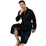 Threebooy Pajama men's spring and autumn silk thin style oversized pajamas long sleeved bathrobes ice silk bathrobes home clothing summer