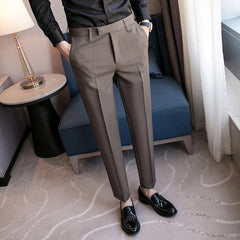 Threebooy New Business Dress Pants Men Solid Color Office Social Formal Suit Pants Casual Streetwear Wedding Trousers Pantalon Homme