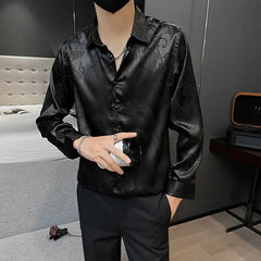 Threebooy Korean Fashion Casual Loose Solid Shirts Temperament Man Simplicity Turn-down Collar Handsome Spring Summer Thin Men's Clothing