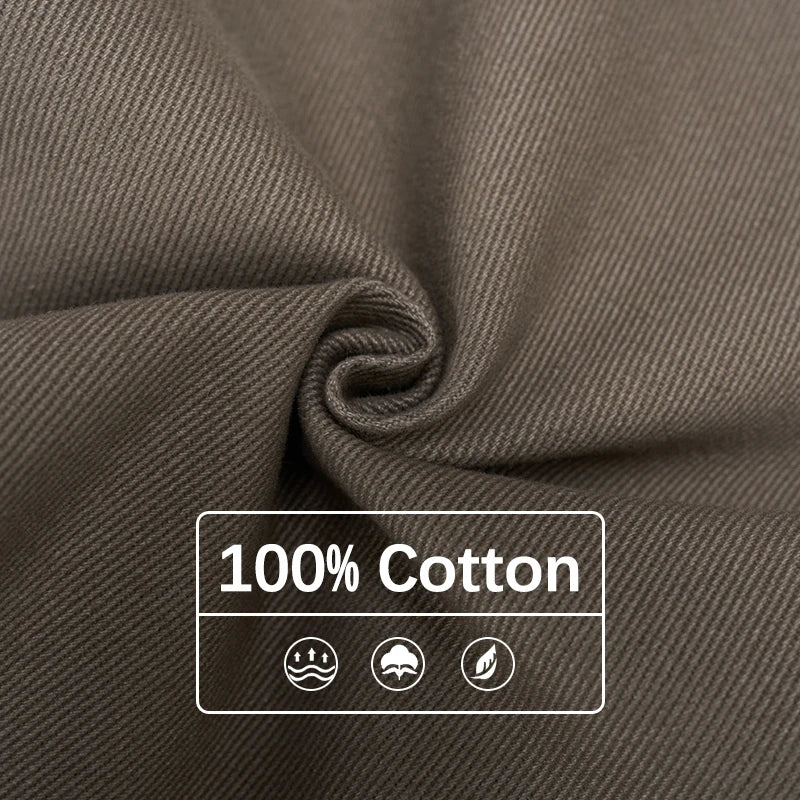 Threebooy 100% Pure Cotton Wide-leg Pants Men's Autumn New Oversized Comfortable Loose Casual Trousers Brown White Fashion Streetwear