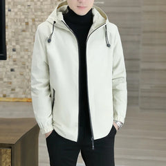 Threebooy Spring Autumn Men Hooded Jacket Male Outwear Imitation Wool Thick Warm Windbreaker Jacket Men Fashion Casual Coat