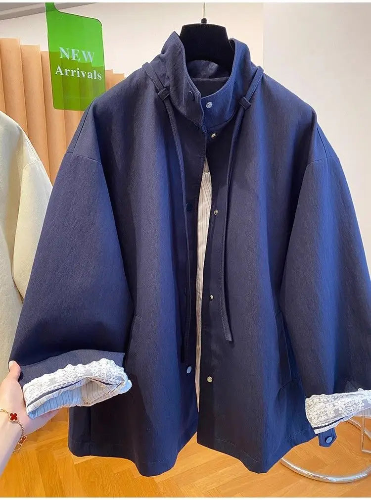 Threebooy Korean Simple High-end Windbreaker Short Jacket Women Loose Spring Autumn New Style Small Fashion Trend Baseball Jacket