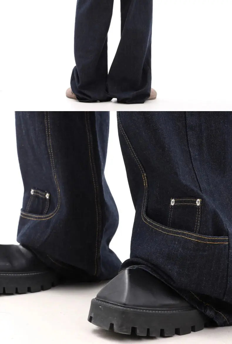 Threebooy Street men and women trendy personality retro design straight leg jeans couple hip-hop loose floor length casual pants y2k