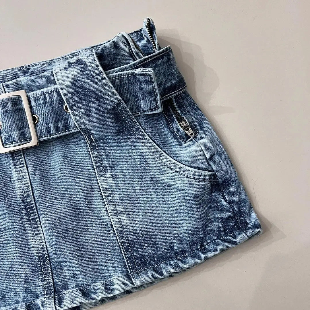 Threebooy Harajuku New Fashion Blue Gothic Mini Skirt Retro Splicing Pocket Zipper Y2k Skirts Womens Slim Sexy Denim Hip Skirt Streetwear